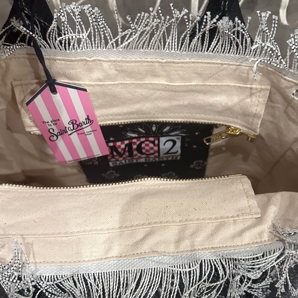 MC2 Saint Barth Black Tote with Pink Logo - Picture 4 of 5